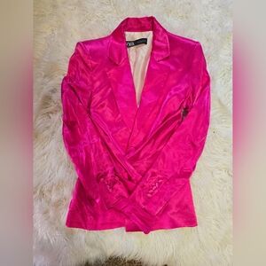 Zara Hot Pink Satin Jacket